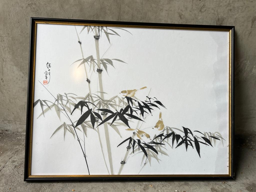 Oosterse bamboe en vogels kunstprint in lijst, Ophalen