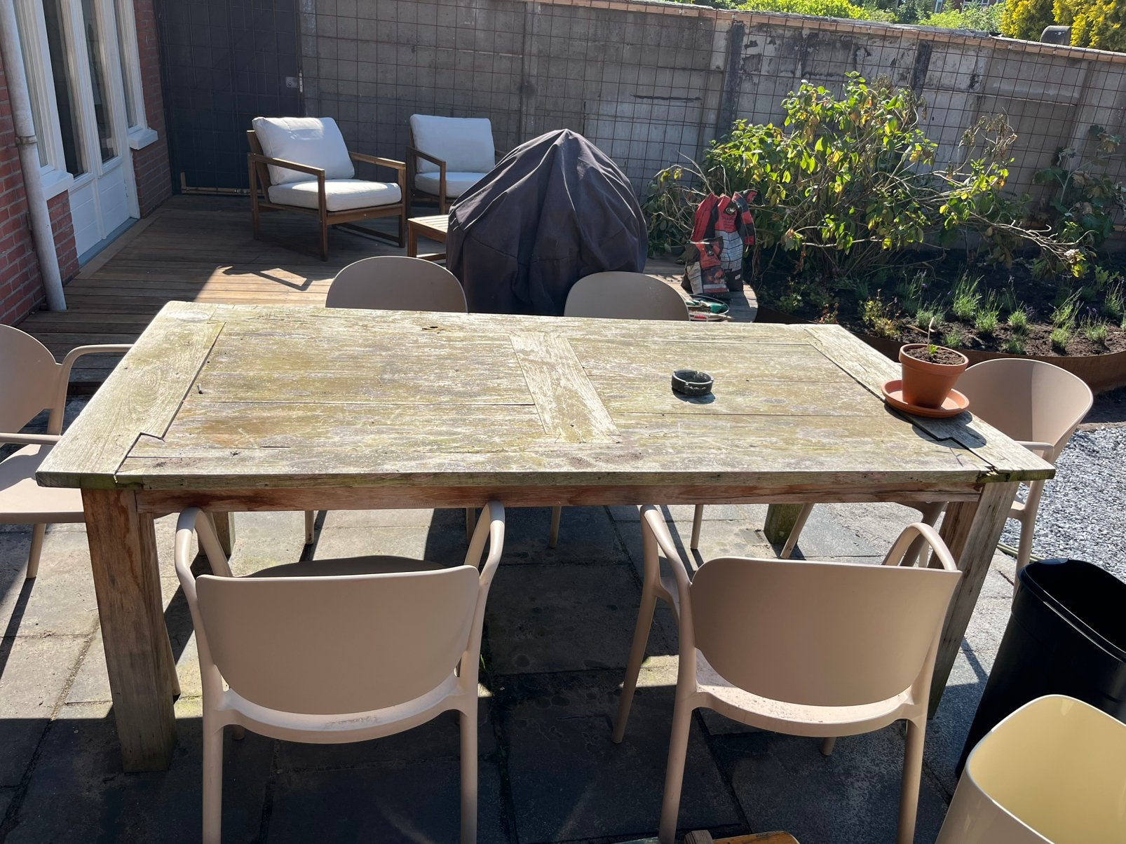 Teakhouten tuintafel, Tuin en Terras, Tuintafels, Ophalen, Gebruikt, Rechthoekig, Teakhout