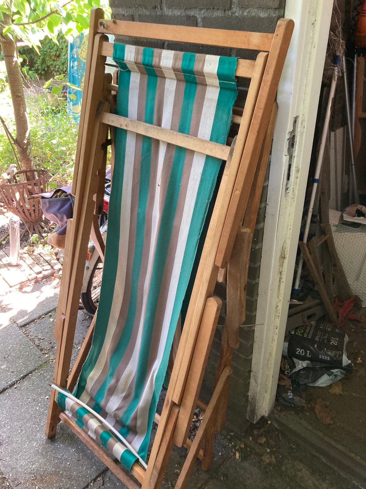 4x Retro gestreept Strandstoelen opknappen, Ophalen, Zo goed als nieuw, Campingstoel
