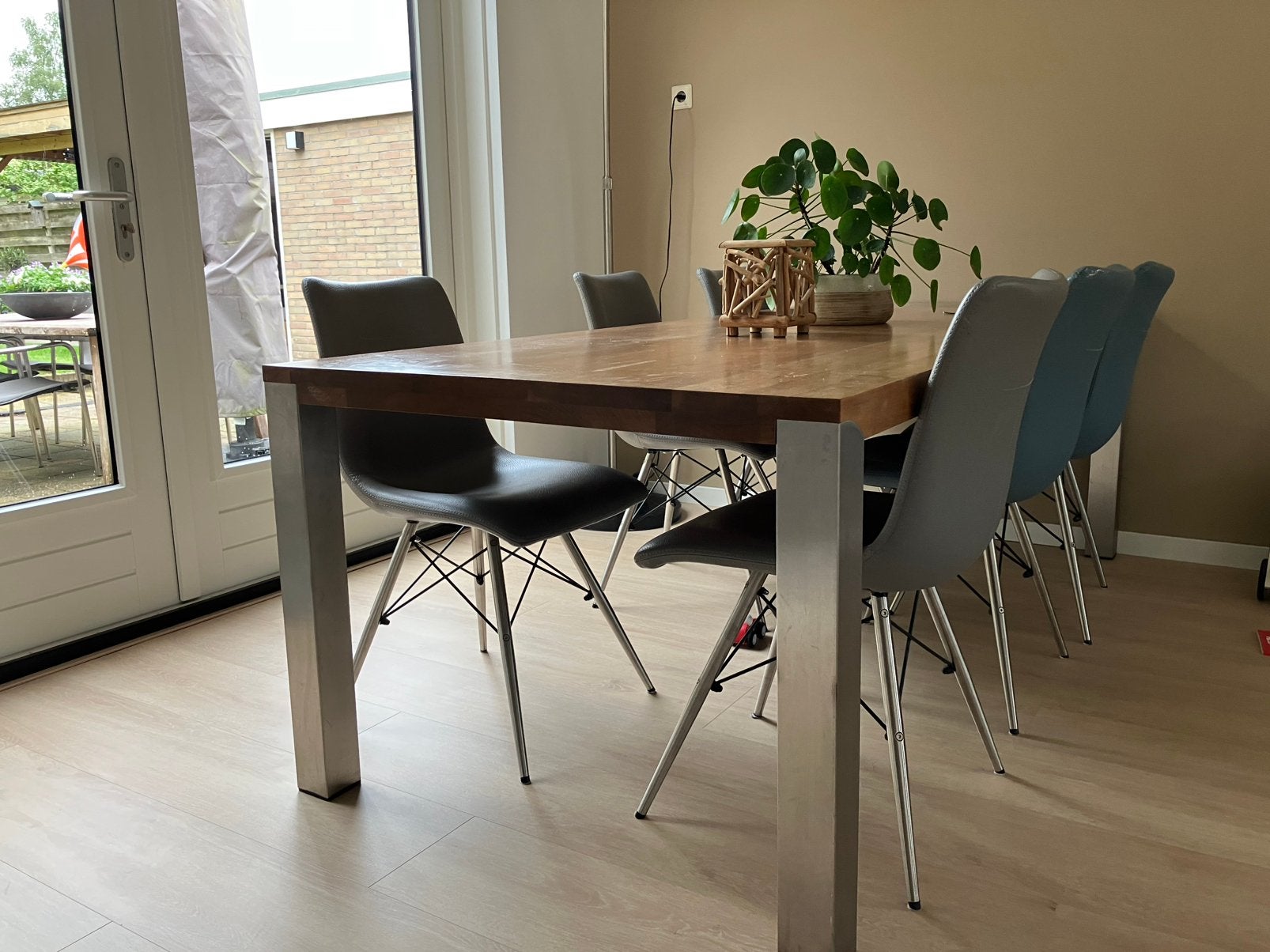 Eettafel + 6 stoelen, Ophalen, Gebruikt, Design, Eikenhout