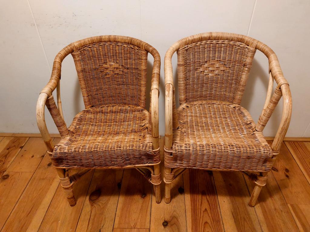 Set van 2 rotan stoelen - vintage look, Ophalen, Gebruikt, Twee, Bruin