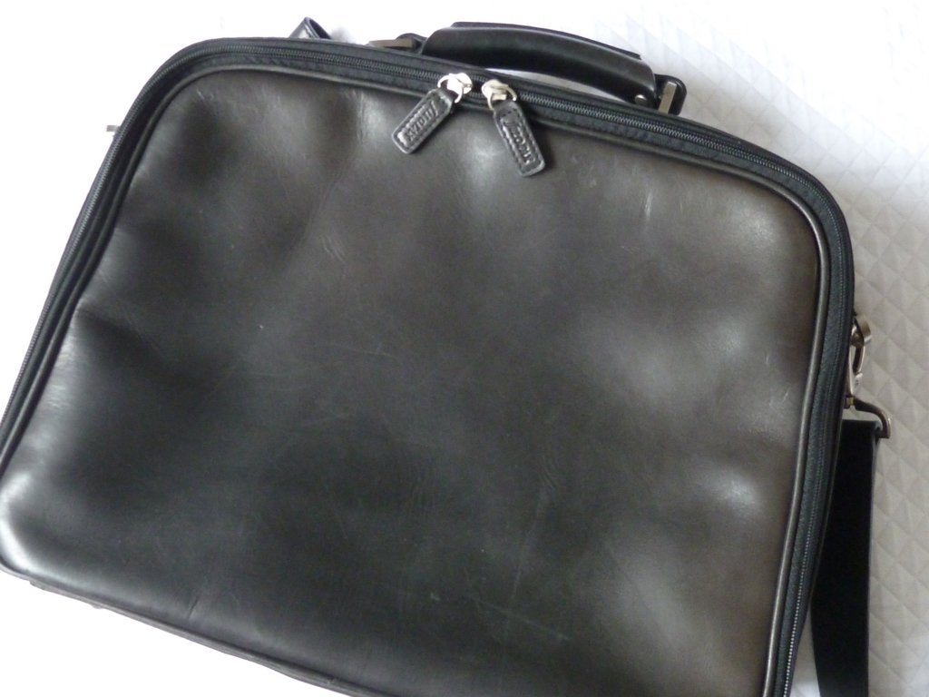 Filofax zwart leren laptoptas, aktentas, messenger bag, zgan, Computers en Software, Laptoptassen, Verzenden, Zo goed als nieuw