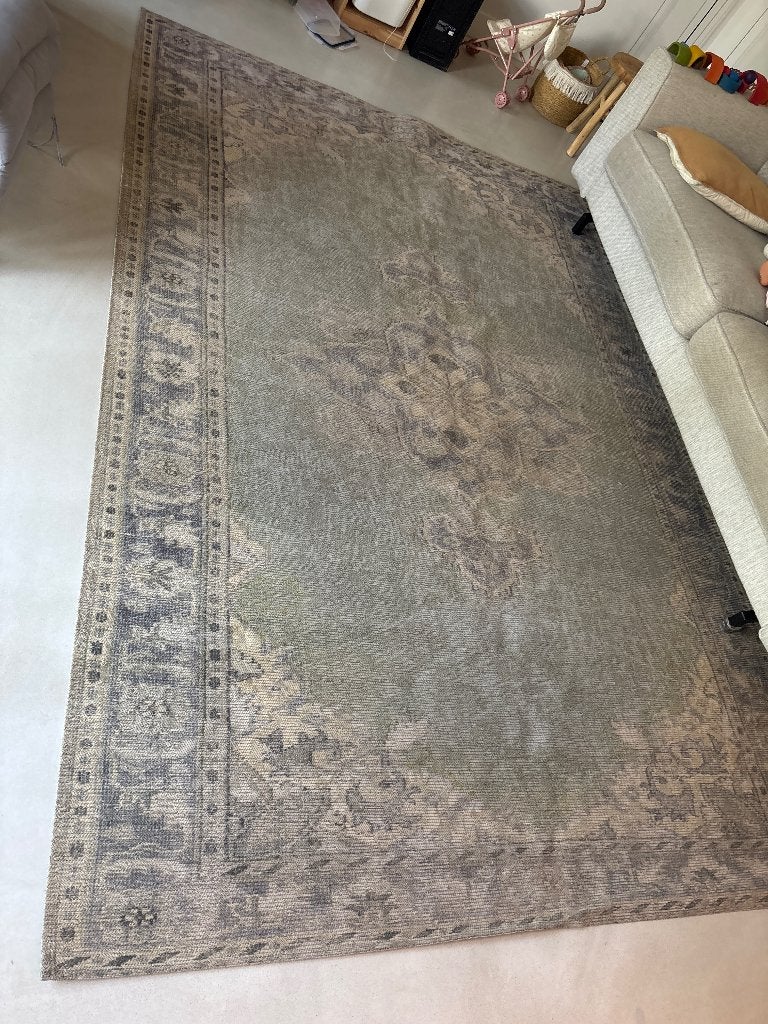 Rozenkelim vloerkleed, Ophalen, Gebruikt, Groen, Vintage rozenkruis