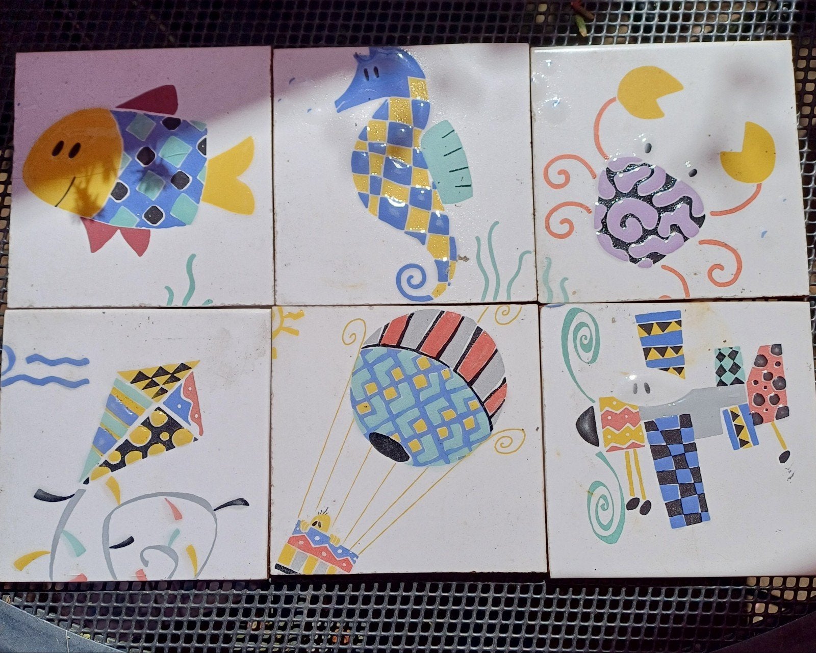 6 stuks kinder tegels met leuke afbeeldingen, Ophalen of Verzenden, Wanddecoratie