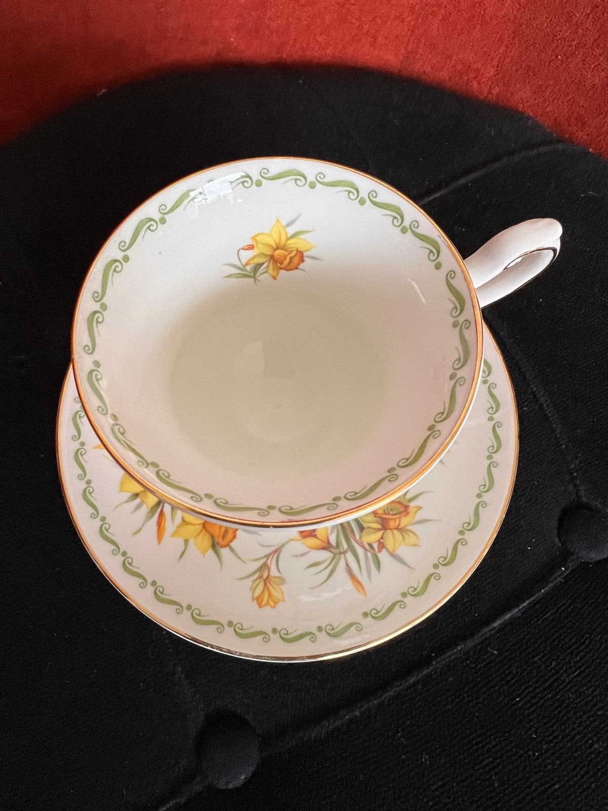 Vintage Queen's Rosina China Daffodil Kop en Schotel, Ophalen of Verzenden