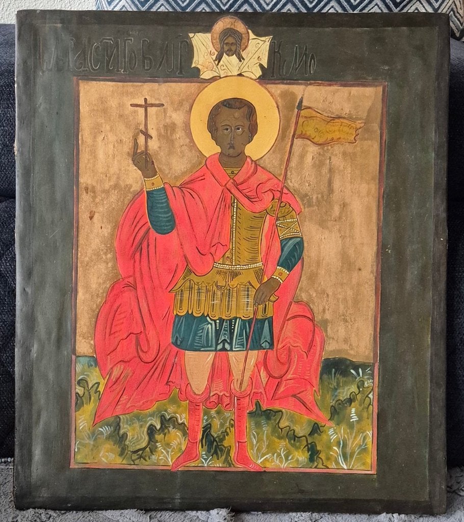 Icoon van Heilige passie drager en Vrome Vorst Boris., Antiek en Kunst, Ophalen of Verzenden