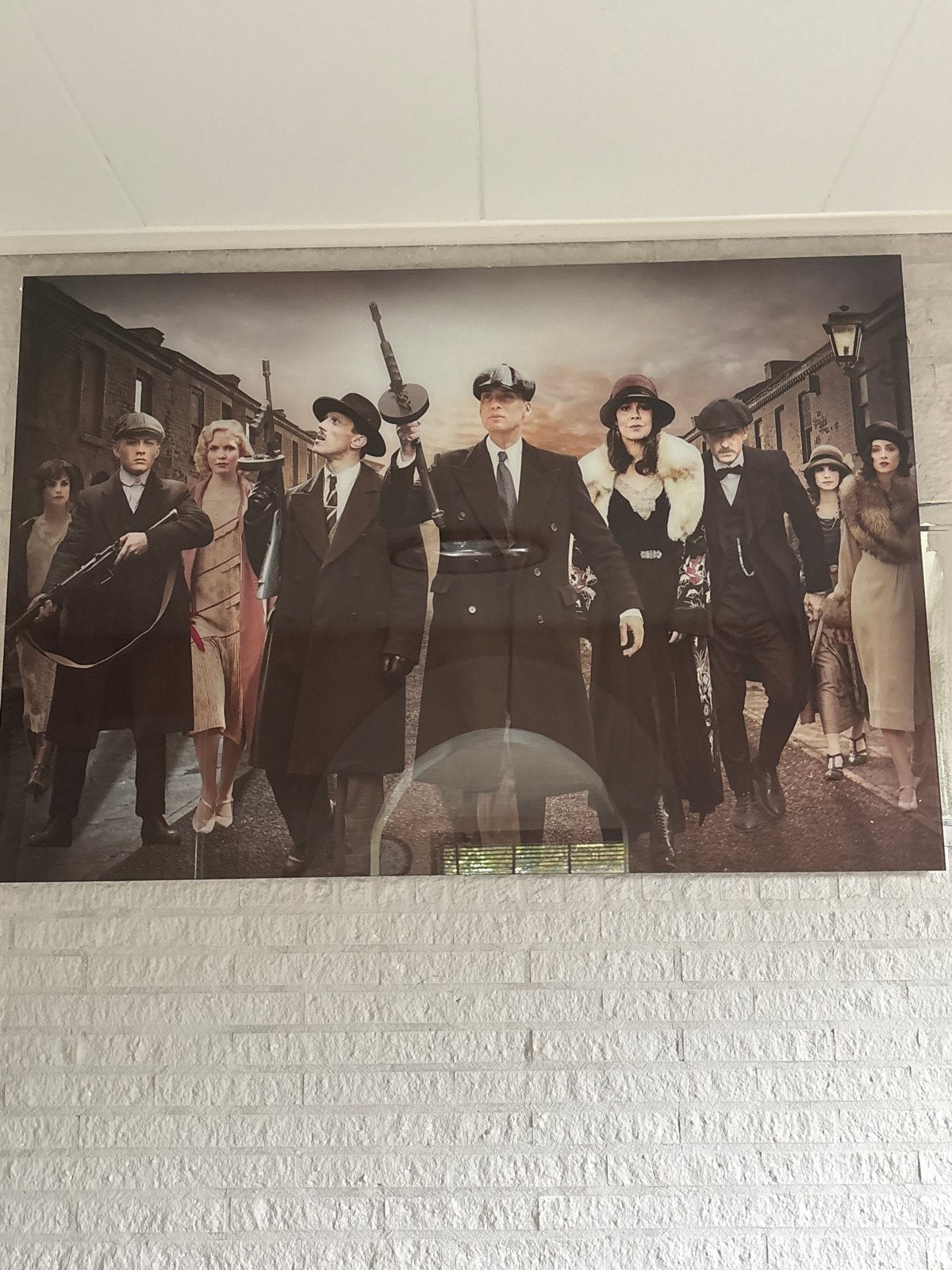 Grote Peaky Blinders Glasschilderij/Wanddecoratie, Huis en Inrichting, Ophalen, Zo goed als nieuw, 100 tot 125 cm, Foto of Poster