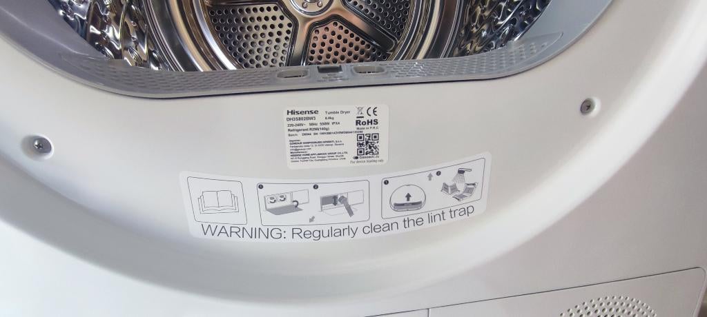 Hisense 8kg warmtepompdroger, Ophalen, 6 tot 8 kg, Zo goed als nieuw, Voorlader