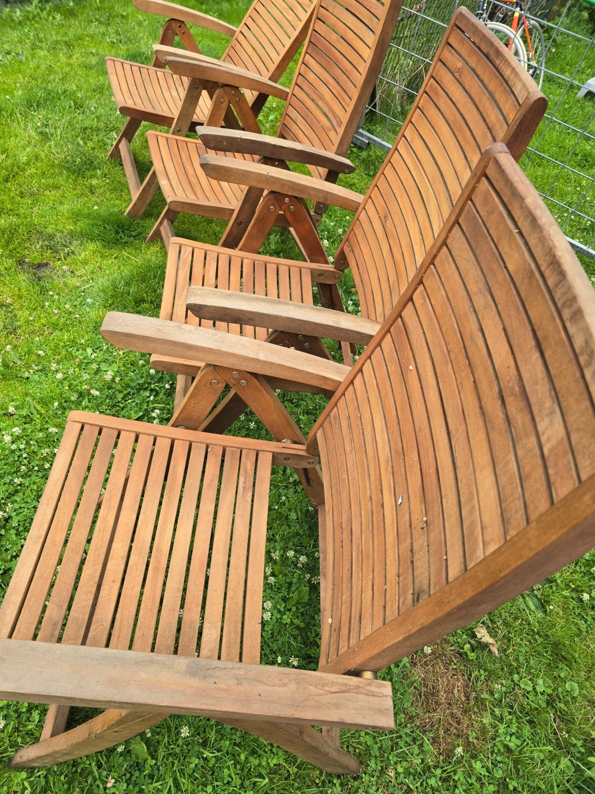 Mooie houten tuinstoelen - Zo goed als nieuw, Tuin en Terras, Tuinstoelen, Ophalen, Zo goed als nieuw, Hout, Inklapbaar
