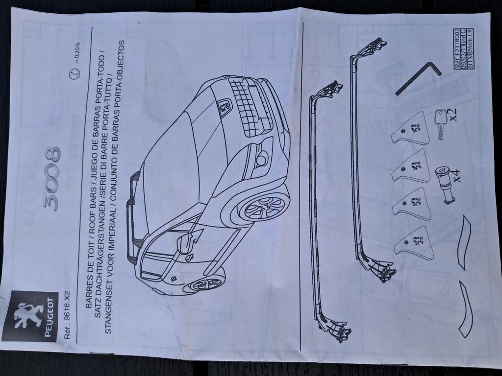 Dakdragers Peugeot 3008, origineel, zagn incl handleiding, Ophalen, Zo goed als nieuw