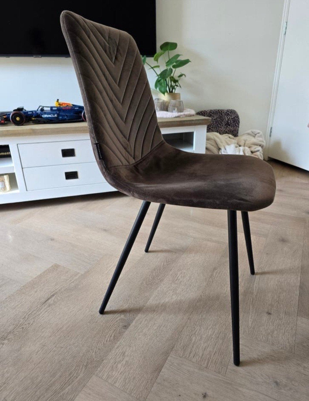 4 Riverdale eetkamerstoelen Lynn – Taupe, Huis en Inrichting, Stoelen, Zo goed als nieuw, Vier, Overige kleuren, Ophalen