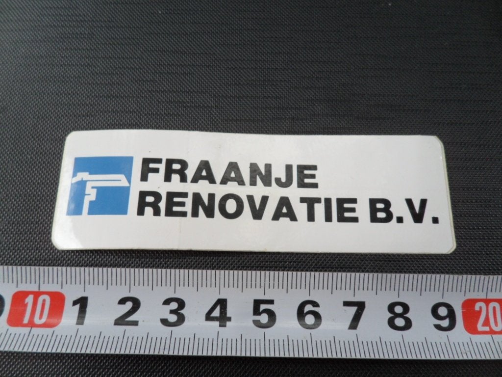 sticker logo FRAANJE RENOVATIE BV, Ophalen of Verzenden, Zo goed als nieuw