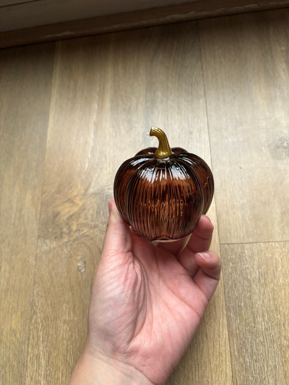 Herfst LED lampje glas pompoen, Overige stijlen, Nieuw, Ophalen of Verzenden, Glas