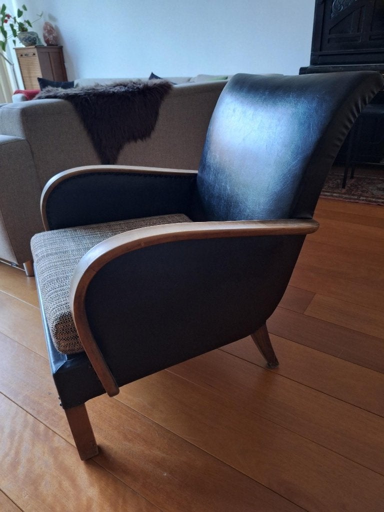 Vintage, comfortabele leunstoel, Ophalen, Gebruikt, Vintage, 50 tot 75 cm