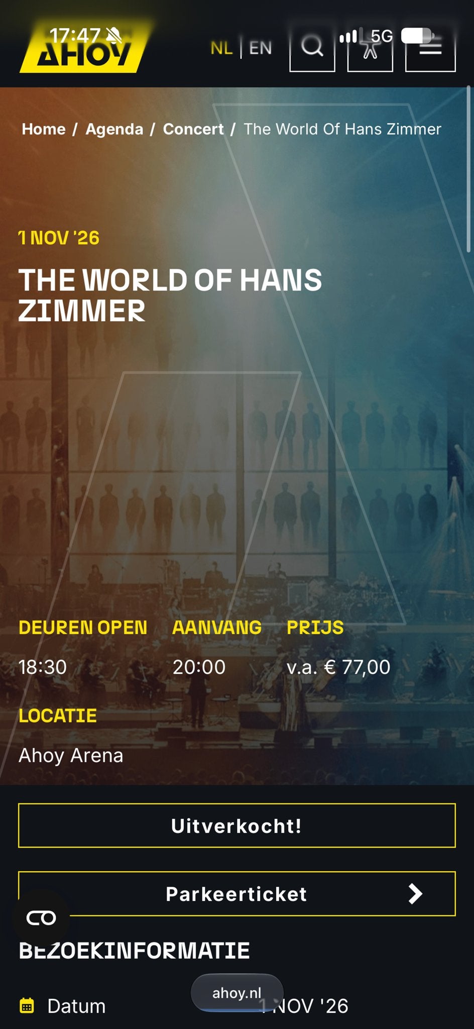 3 tickets hans zimmer Ahoy 1 november., Tickets en Kaartjes