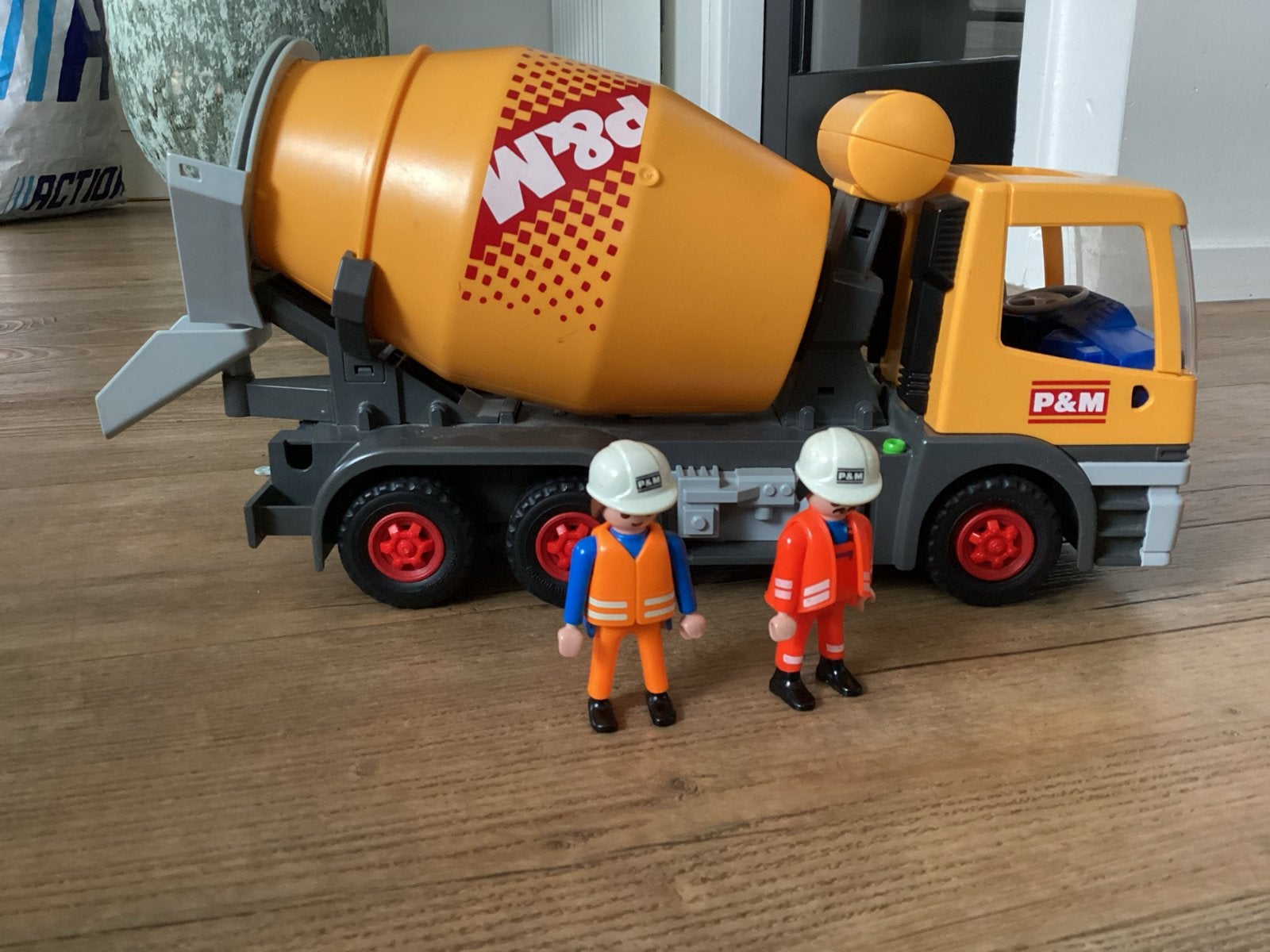 Playmobil betonwagen met poppetjes, Ophalen of Verzenden, Zo goed als nieuw, Complete set, Voertuig