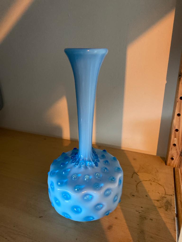 Vintage Empoli Italy Vaas - Lichtblauw Glas, Ophalen of Verzenden