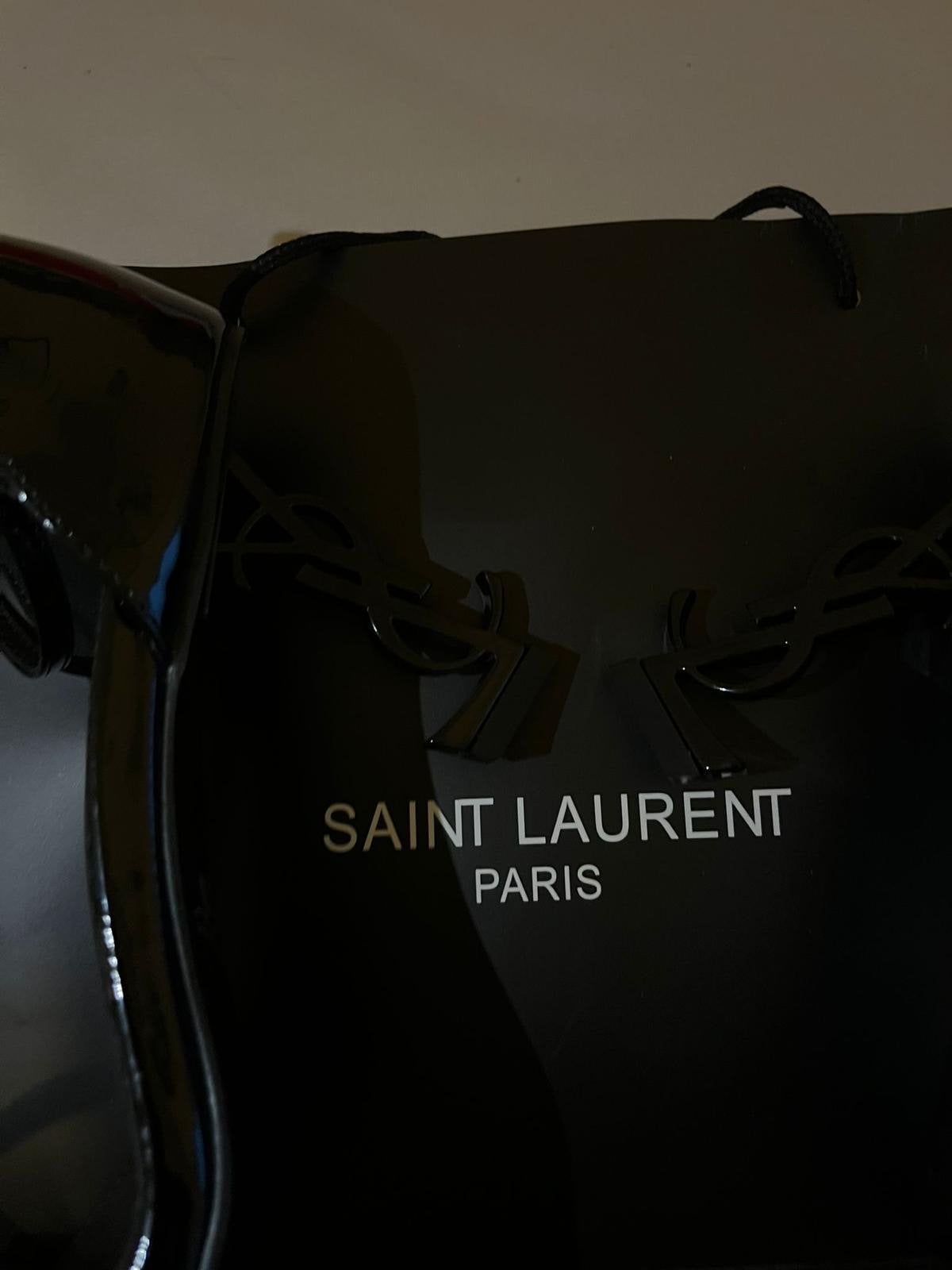 Saint Laurent Opyum Sandalen met Hak - Zwart Lakleer, Kleding | Dames, Schoenen, Zwart, Ophalen of Verzenden, Zo goed als nieuw