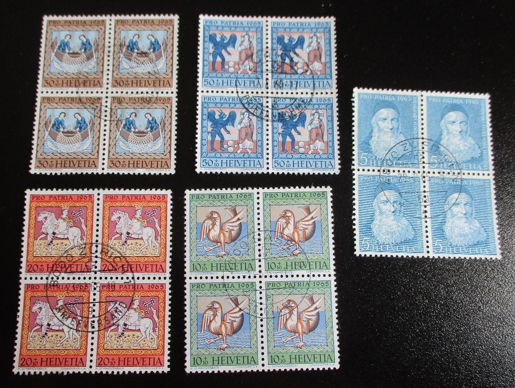 Zwitserland, serie Pro Patria 1965, in blokjes van vier, Postzegels en Munten, Postzegels | Europa | Zwitserland, Verzenden