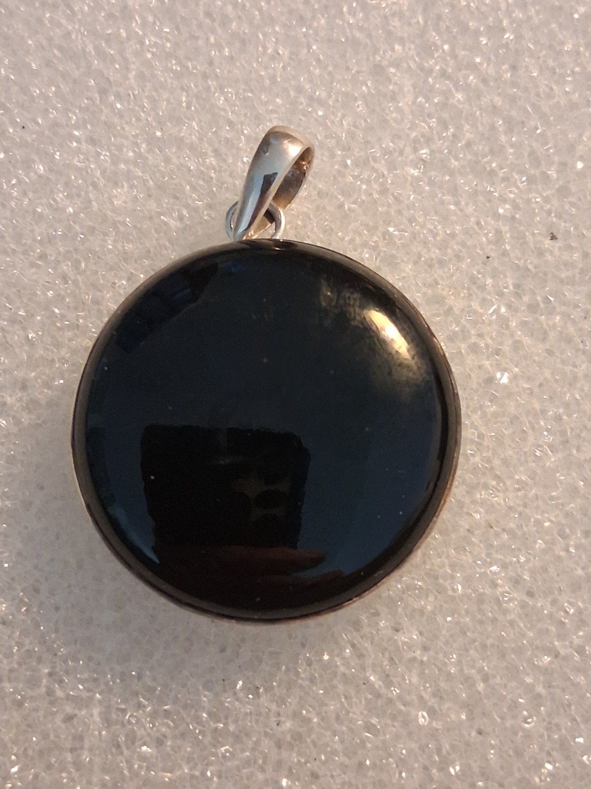 Zilveren hanger met Onyx steen-- afmeting 30 mm, Ophalen of Verzenden, Nieuw, Zwart, Zilver