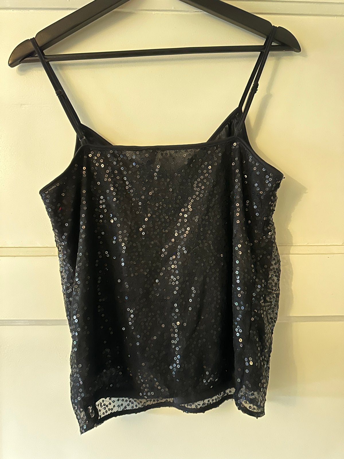 Zwarte pailletten top - H&M Divided, Maat 38/40 (M), Zwart, Ophalen of Verzenden, Zo goed als nieuw