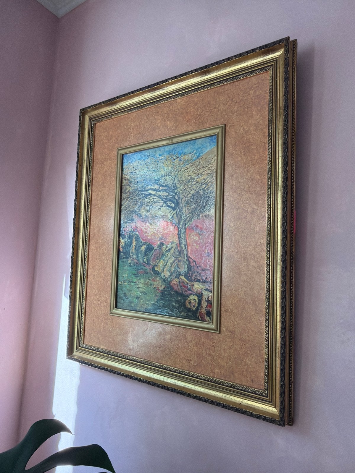 Origineel Len Egberts schilderij in gouden barok lijst, Antiek en Kunst, Ophalen, Doek, Expressionistisch, Bijzondere lijst