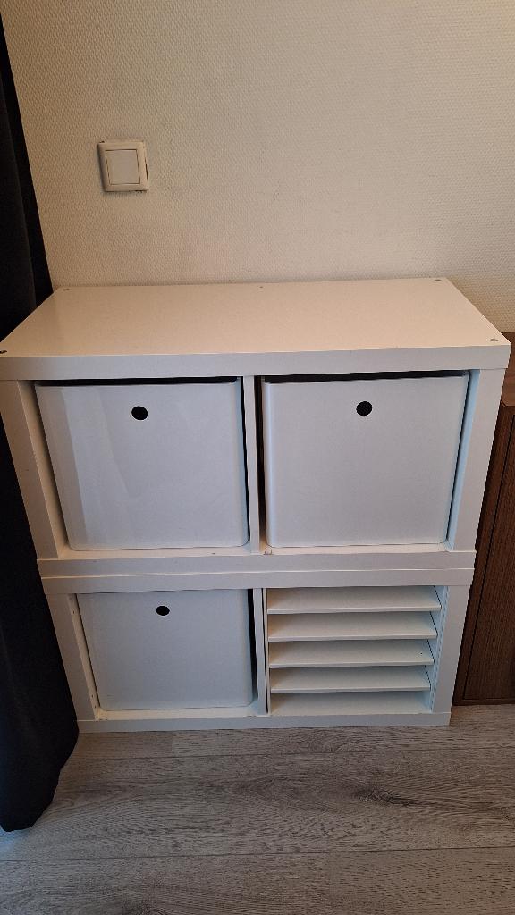 Ikea Kallax kasten met inserts en bakken, Ophalen, Gebruikt