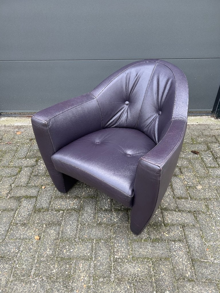 Leolux Carabas Fauteuil Aubergine leer, Ophalen, Zo goed als nieuw, Leolux, 50 tot 75 cm