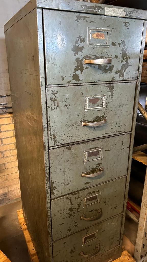Vintage archiefkast met 5 lades staal, Ophalen, Minder dan 50 cm, Gebruikt, Metaal