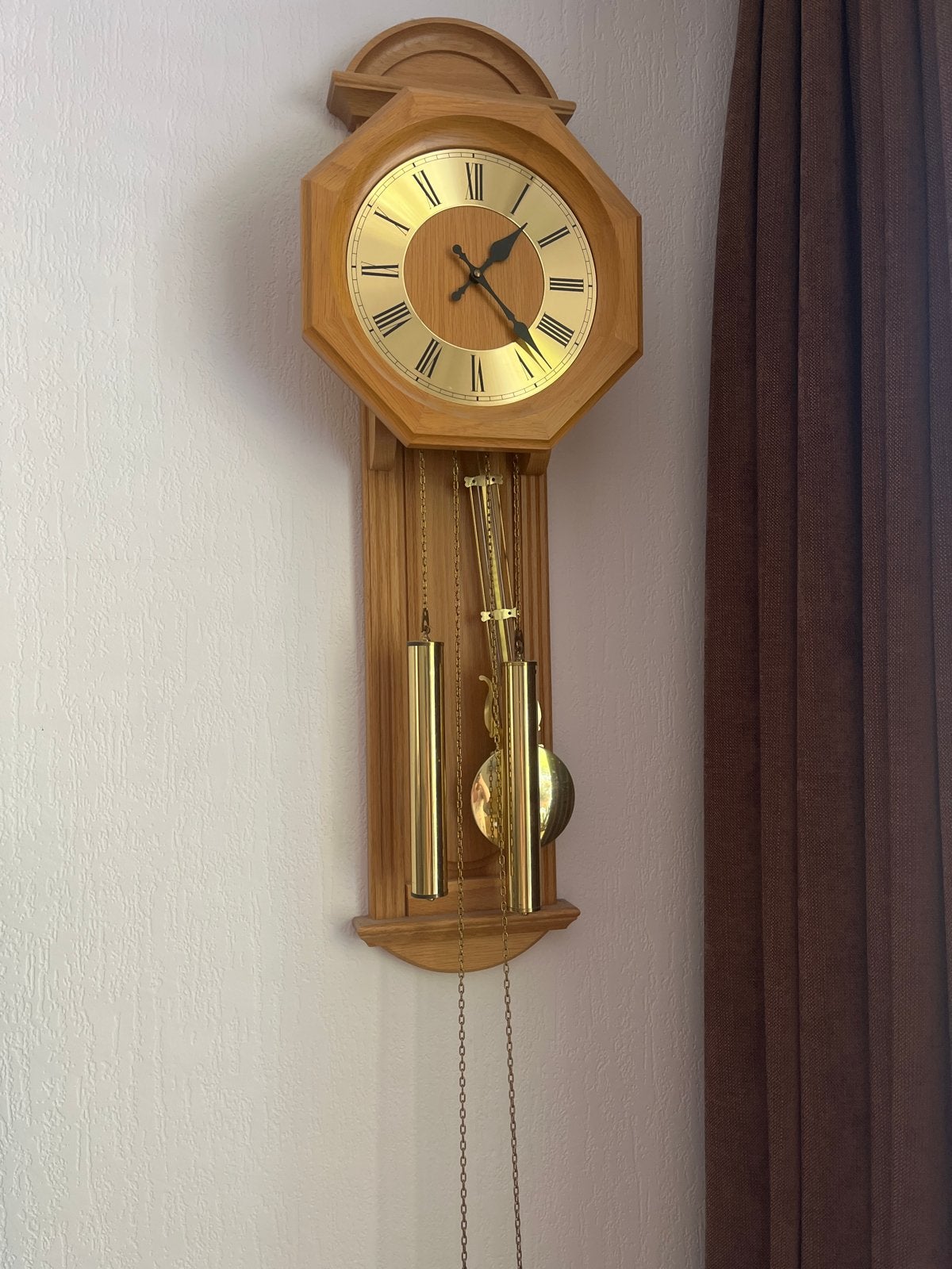 Eiken wandklok met Bim Bam slagwerk, Antiek en Kunst, Antiek | Klokken, Ophalen