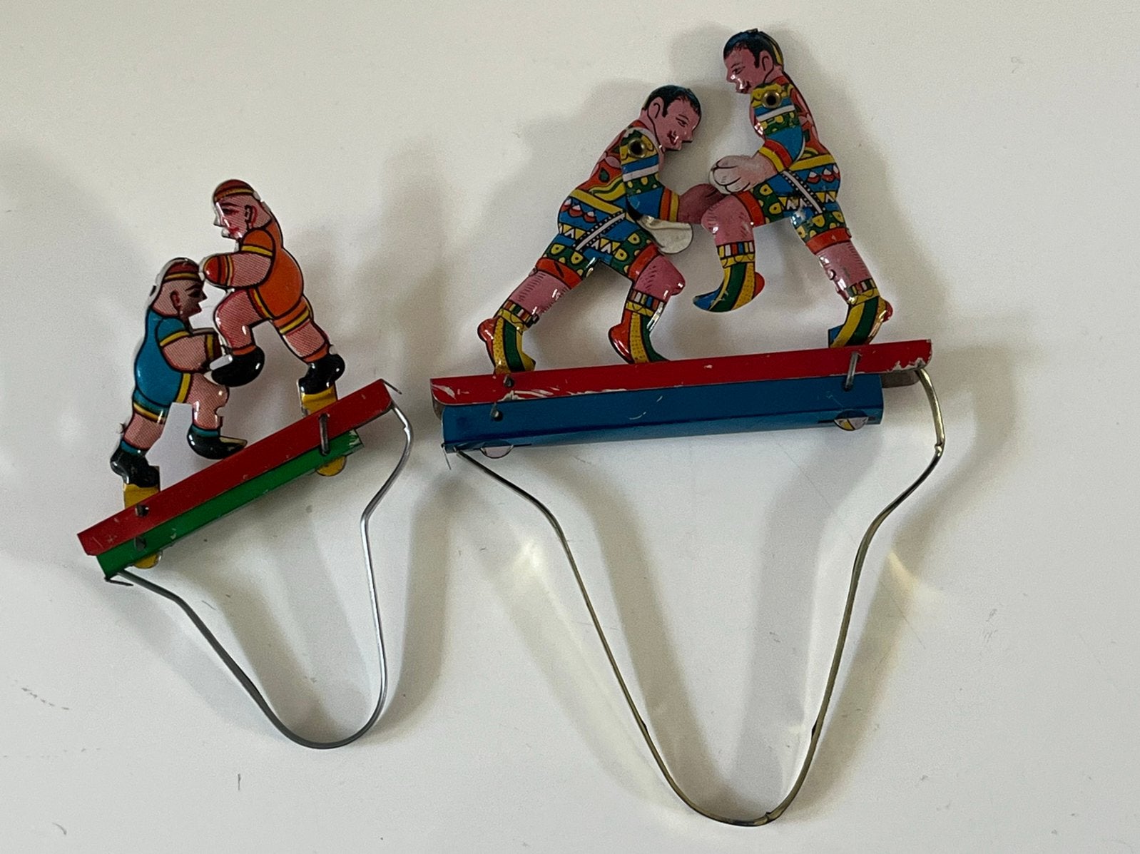 2 vintage blikken speelgoed boksers / worstelaars speelgoed, Verzenden
