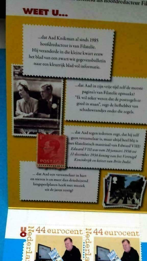 Persoonlijk Postzegelboekje Aad Knikman, afscheid als...., Postzegels en Munten, Postzegels | Nederland, Verzenden, Na 1940, Postfris