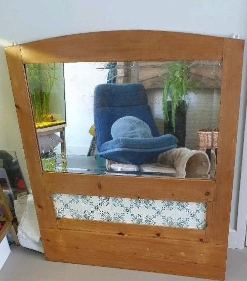 Prachtige houten wandspiegel met tegeltjes, Huis en Inrichting, Ophalen, Gebruikt, 100 tot 150 cm, 75 tot 100 cm