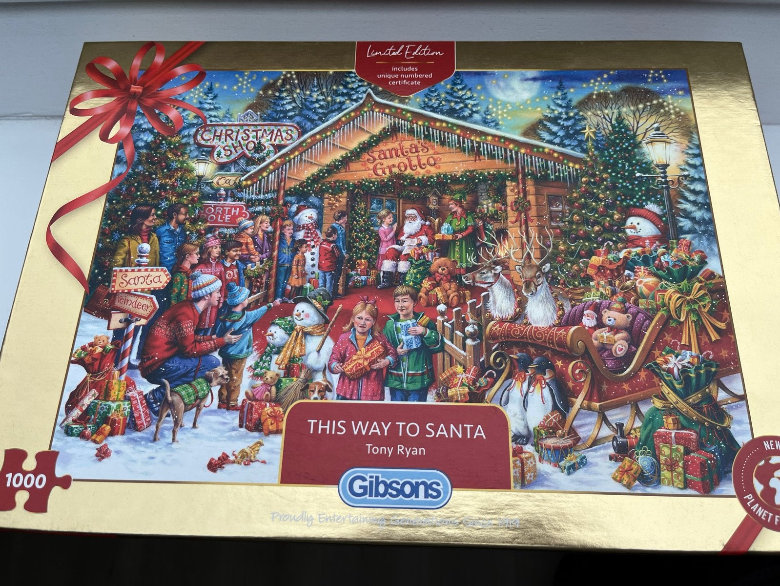 Gibsons Legpuzzel 1000 stukjes - This Way To Santa, Ophalen of Verzenden, 500 t/m 1500 stukjes, Zo goed als nieuw, Legpuzzel