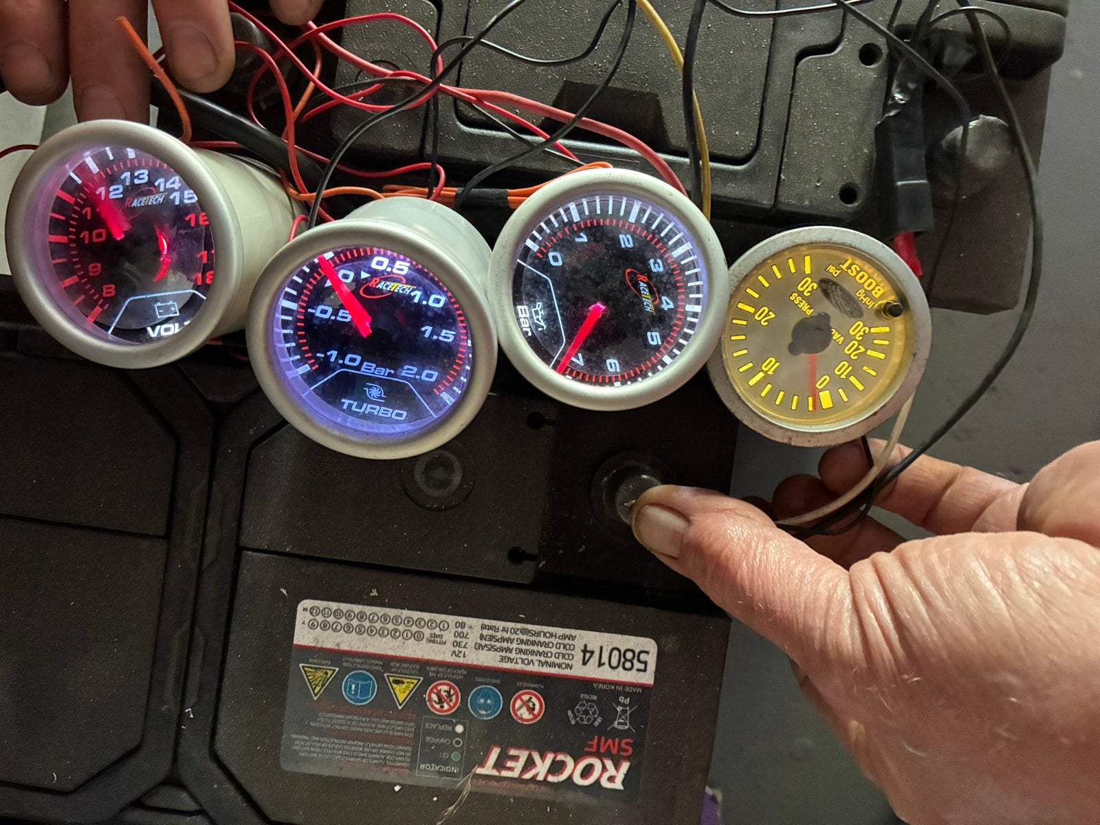 Racetech meters set - Volt, Turbo, Bar, Boost, Ophalen of Verzenden