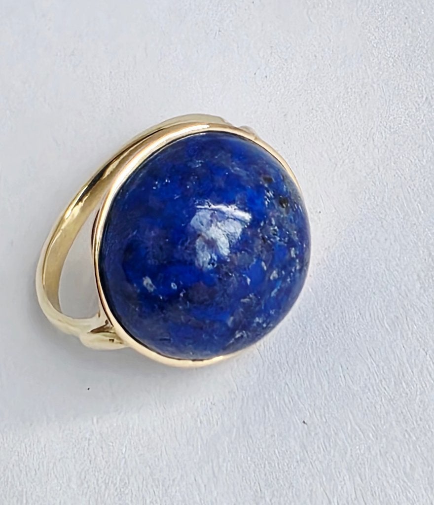 Antieke gouden ring met lapis lazuli, Sieraden, Tassen en Uiterlijk, Ringen, Ophalen of Verzenden, Zo goed als nieuw, 17 tot 18