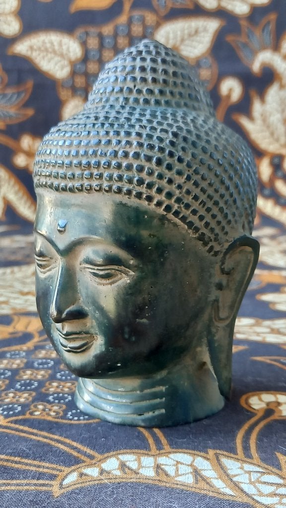 Hoofd van Boeddha mooi oud antiek Oosters beeldje 11,6 cm., Antiek en Kunst, Ophalen of Verzenden, Beeld, Handgemaakt, Brons