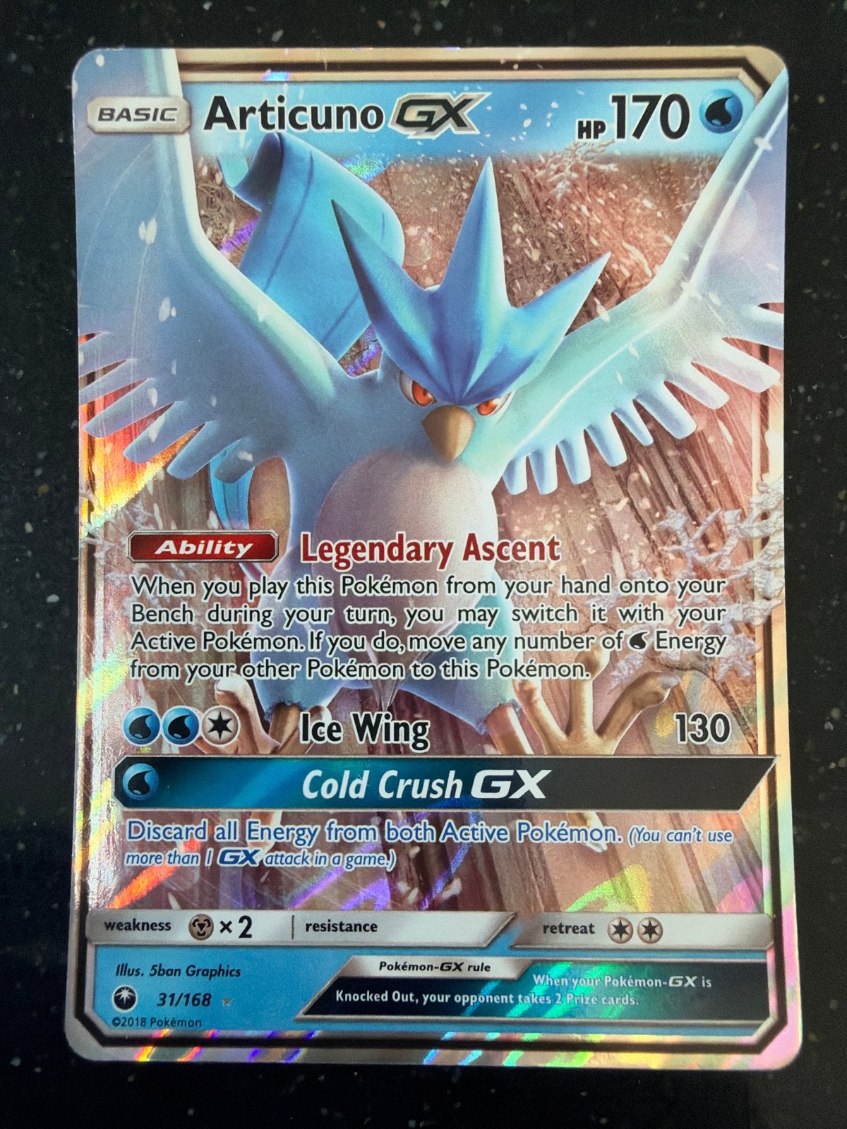 Articuno GX Pokémon kaart - Full Art, Ophalen of Verzenden, Zo goed als nieuw, Losse kaart, Foil