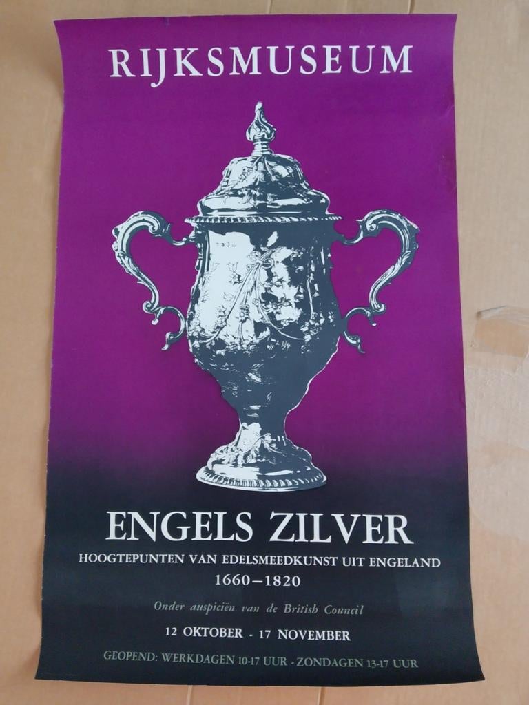Rijksmuseum Engels Zilver Tentoonstellingsposter, Ophalen of Verzenden, A1 t/m A3, Overige onderwerpen, Rechthoekig Staand