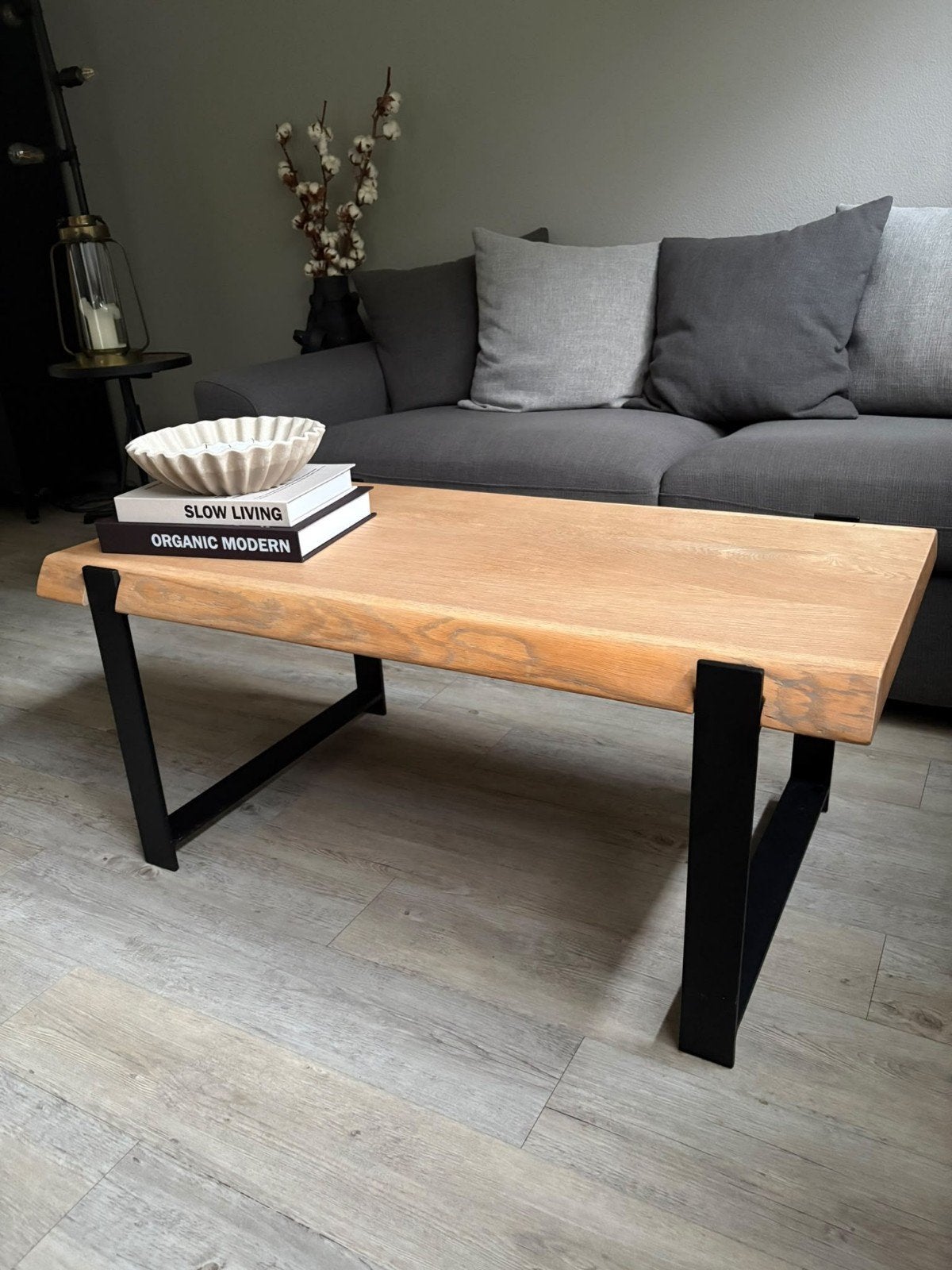 Eiken boomstam salontafel, Huis en Inrichting, Ophalen, Rechthoekig, 100 tot 150 cm, 50 tot 100 cm