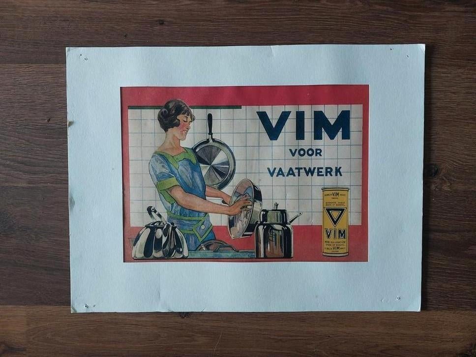 Oude Vim Reclame voor vaatwerk -, Ophalen of Verzenden, Gebruikt, Reclamebord