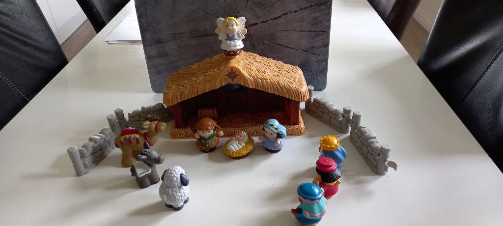 Fisher-Price Little people kerststal met licht en muziek., Kinderen en Baby's, Ophalen of Verzenden, Zo goed als nieuw, Speelset