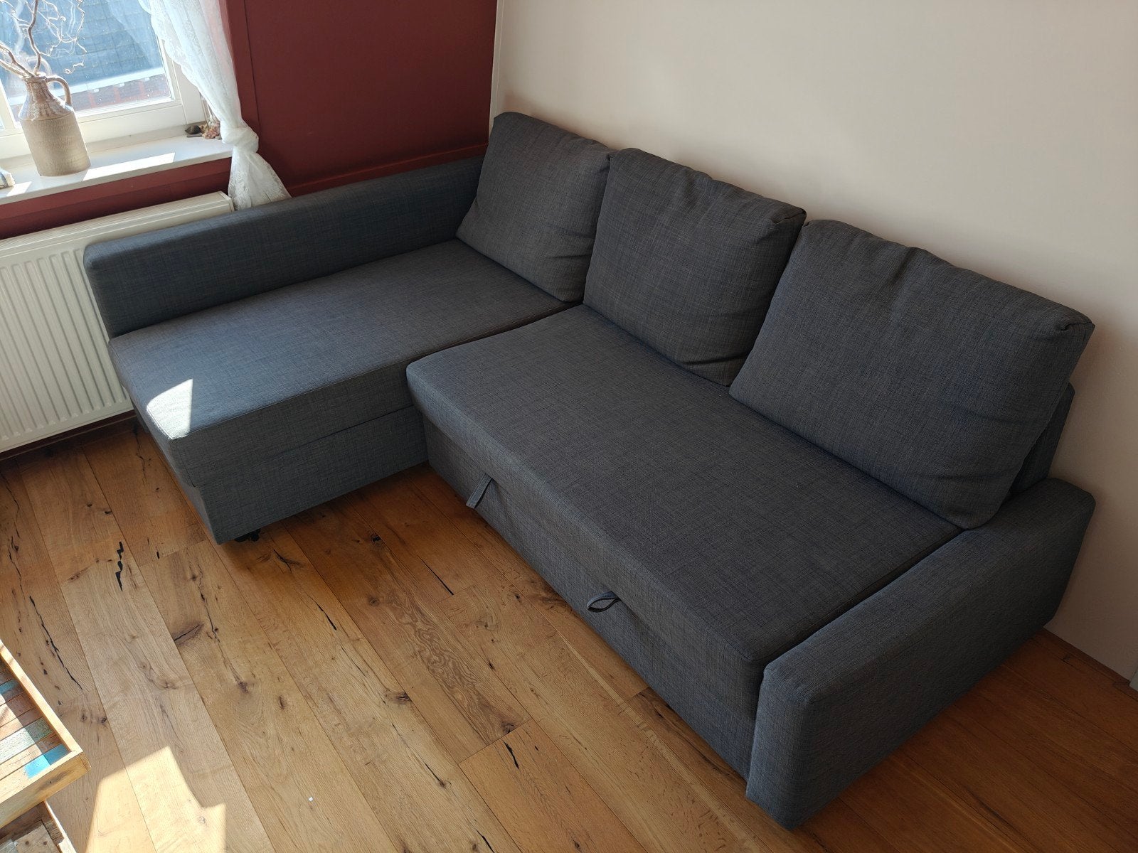 IKEA FRIHETEN Hoekbank Skiftebo grijs met opbergruimte