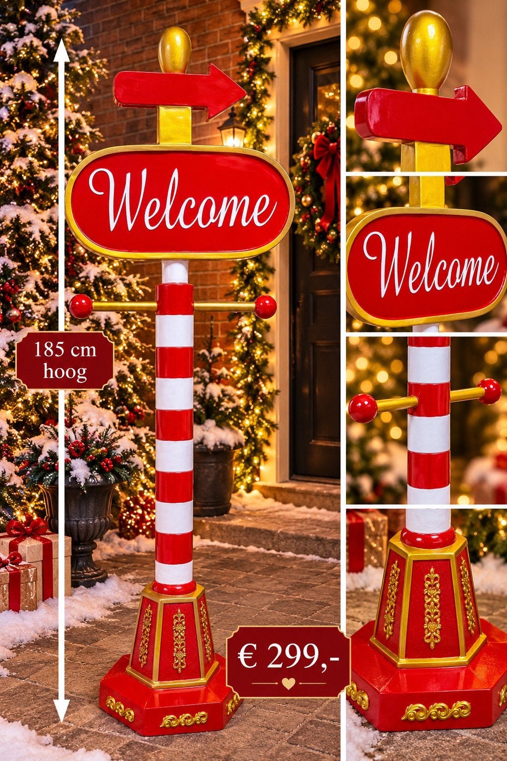 Grote Kerst Welkom Paal 185 cm – Kerstdecoratie Buite, Ophalen, Nieuw