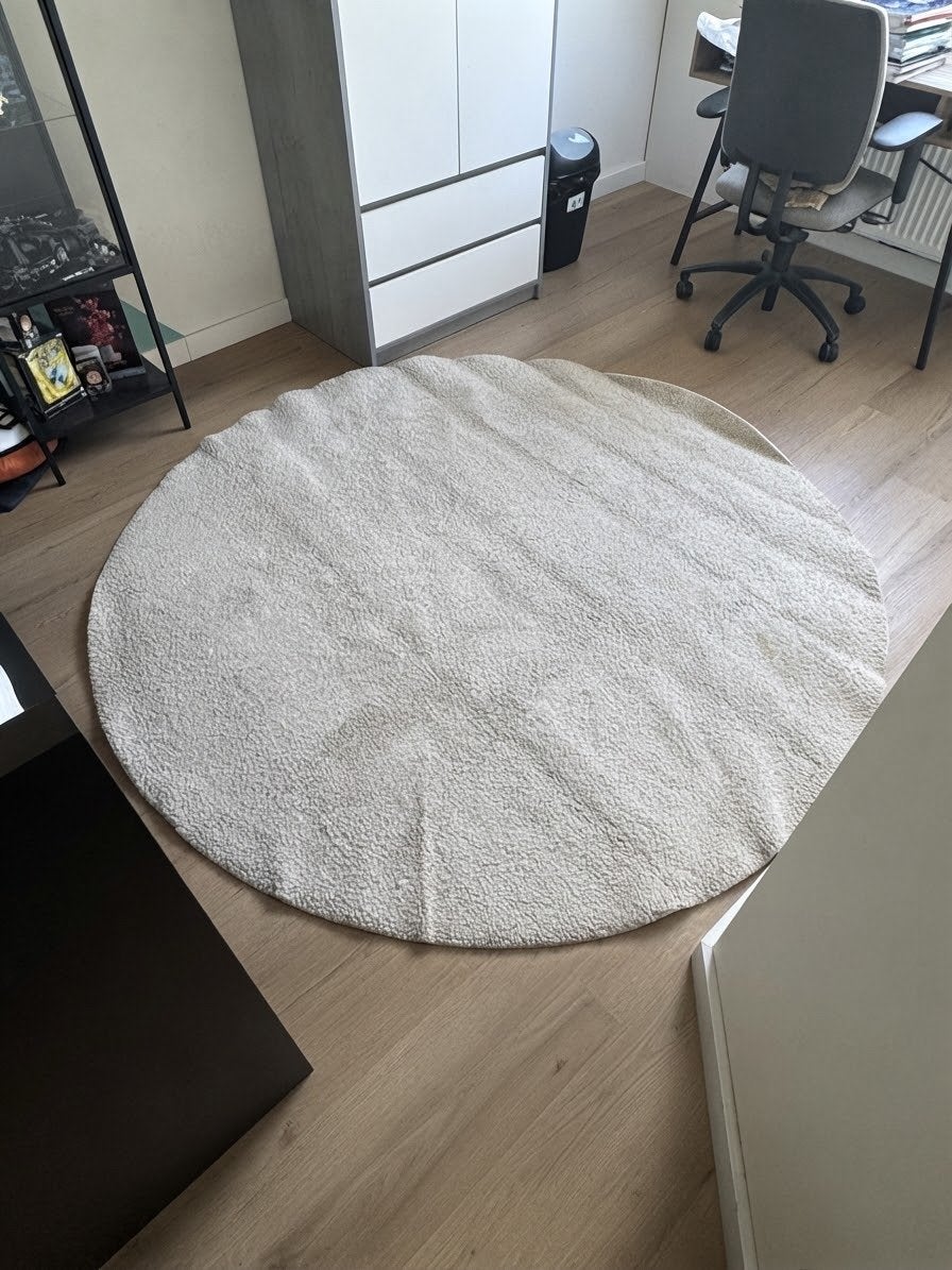 IKEA Stoense ecru vloerkleed 195 cm, 150 tot 200 cm, Rond, Ophalen of Verzenden, Zo goed als nieuw