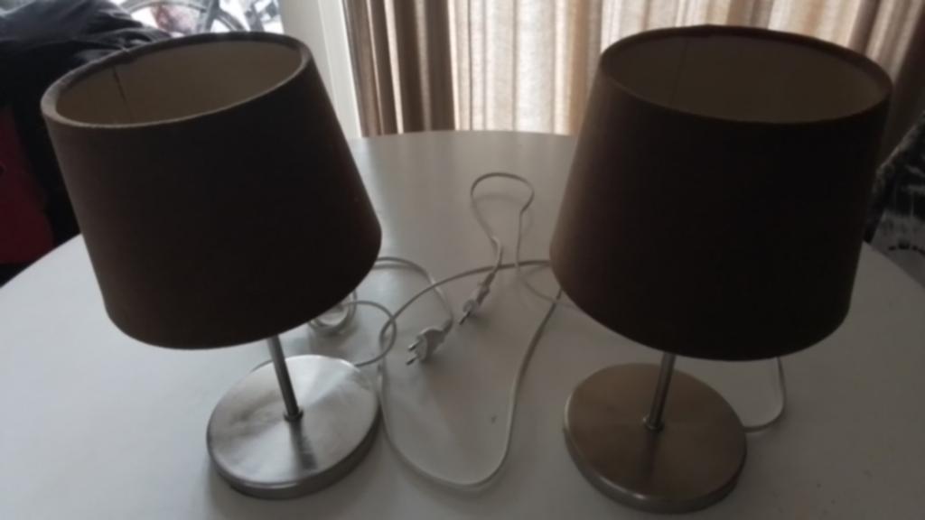 Set van 2 moderne tafellampen met stoffen kap, Ophalen of Verzenden, Zo goed als nieuw, Stof, Modern