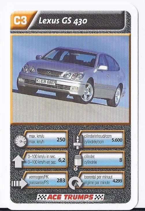Kw1361 autokaartje c3 lexus gs 430, Ophalen of Verzenden, Zo goed als nieuw, Auto's