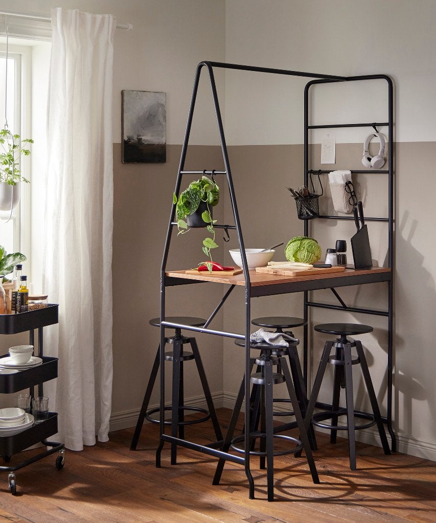IKEA HÅVERUD Bartafel met opbergrek (Zwart/Bruin), Ophalen of Verzenden, Zo goed als nieuw