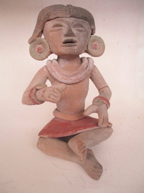 Pre colombiaans figuur, ceramiek, zittende figuur, Ophalen of Verzenden