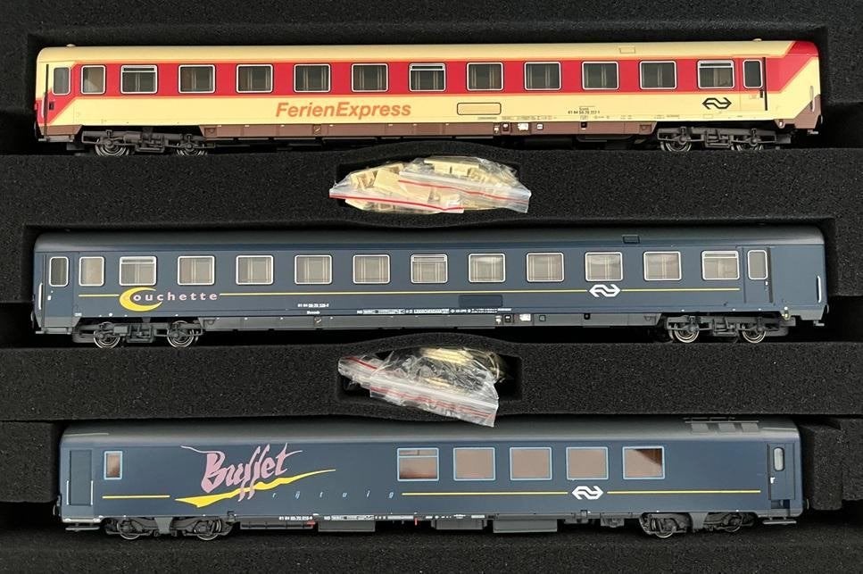 H0 1:87 - 3 delige NS rijtuigset Autoslaaptrein NS ep.IV/V, Overige merken, Gelijkstroom, Ophalen of Verzenden, NS
